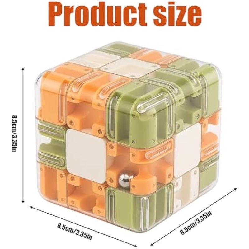 مكعب متاهة بازل ثلاثي الابعاد، متاهة جاذبية للاطفال من سن 14 سنة فما فوق والكبار، لعبة تحفيز الدماغ الممتعة لتحسين الوعي المكاني والمهارات المعرفية، لعبة تعليمية برتقالية لتطوير التفكير المنطقي - Image 2